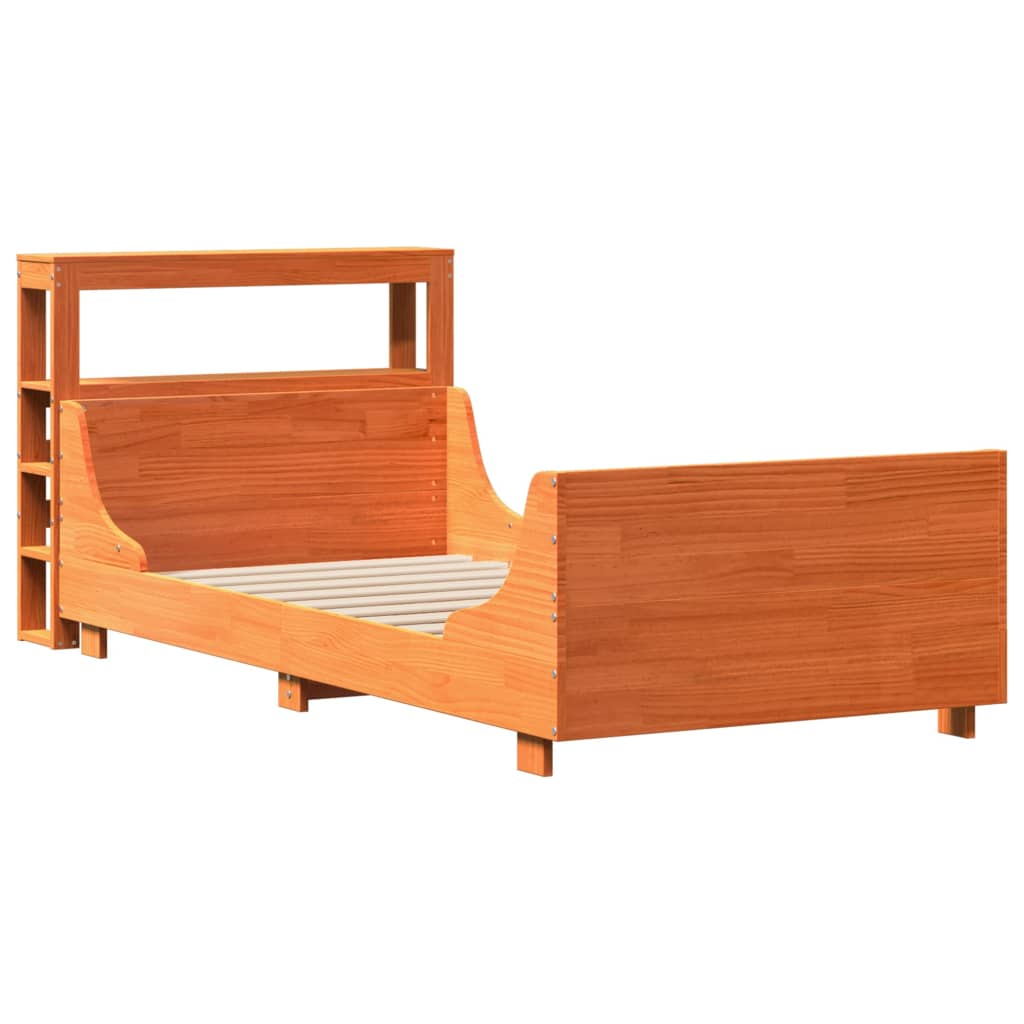 Bed Frame without Mattress Wax Brown 75x190 cm Small Single Solid Wood Pine
